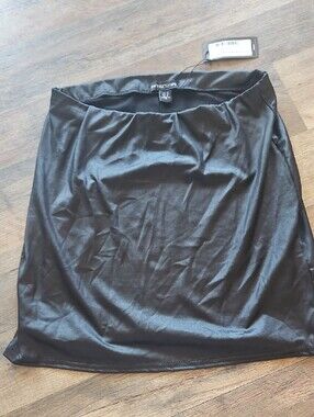PrettyLittleThing Black Satin Mini Skirt